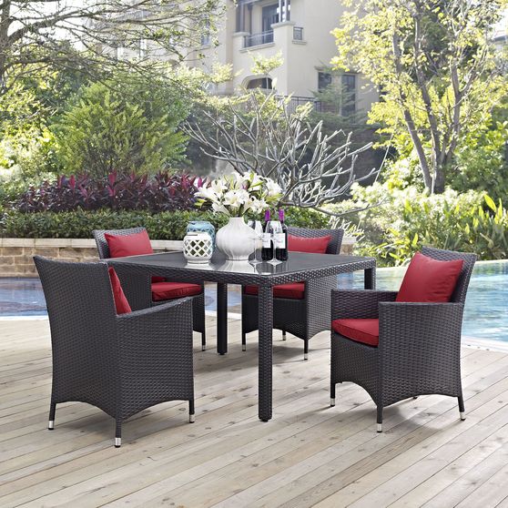 5pcs square outside/patio table + chairs set