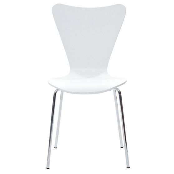 Minimalistic casual side dining chair in white