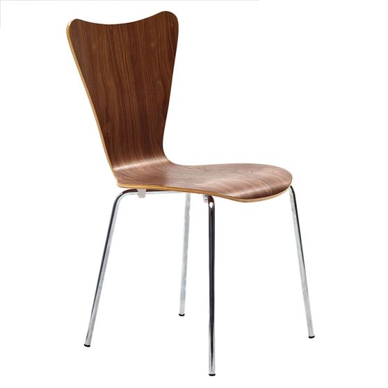 Minimalistic casual side dining chair in walnut