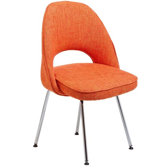 Orange fabric retro dining chair