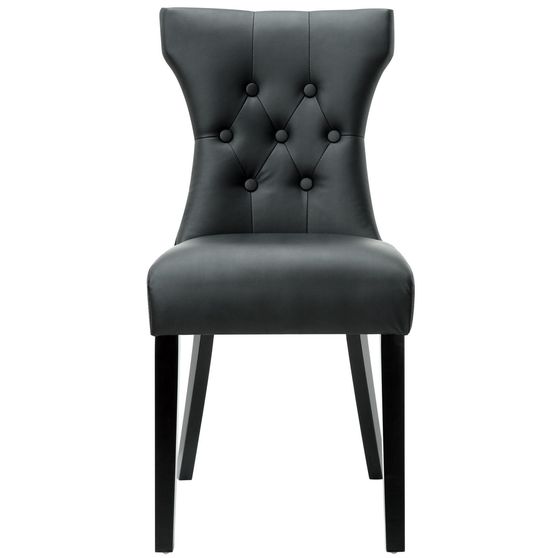 Classical touch black dining chair w/ tufted back