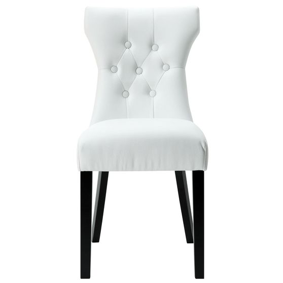 Classical touch white dining chair w/ tufted back
