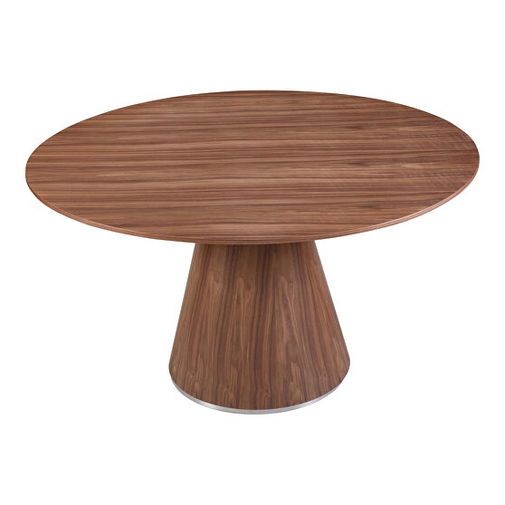 Contemporary dining table 54in round walnut