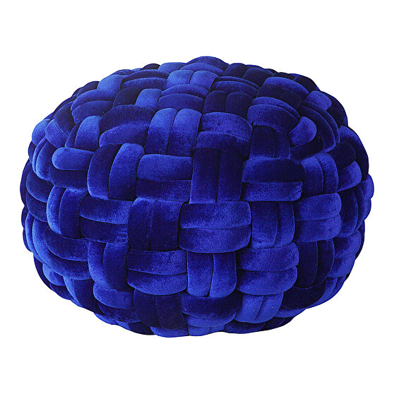 Contemporary velvet pouf royal blue