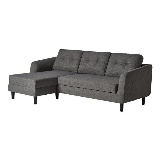 Contemporary sofa bed with chaise charcoal left