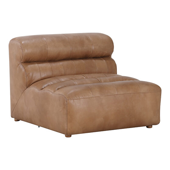 Contemporary leather slipper chair tan