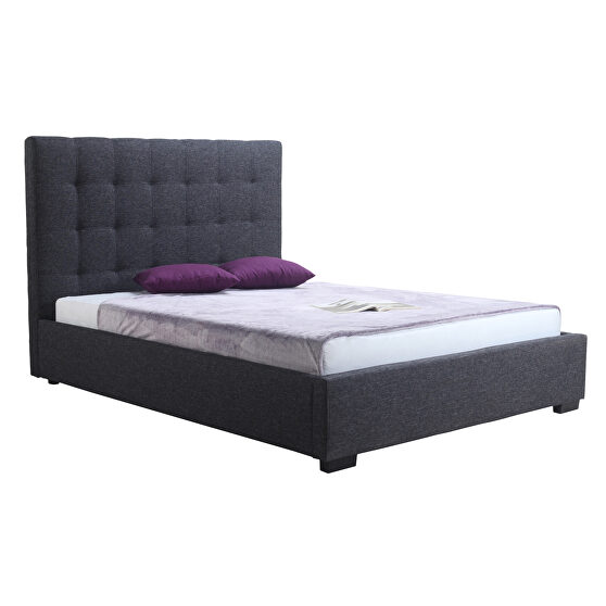 Contemporary storage bed queen charcoal fabric