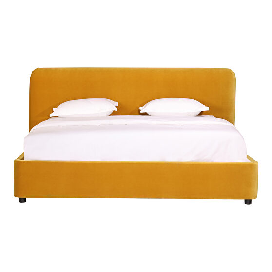 Contemporary queen bed mustard