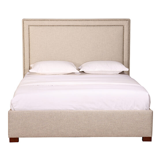 Contemporary storage bed queen ecru