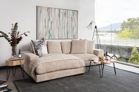 Contemporary reversible sectional in corduroy fabric