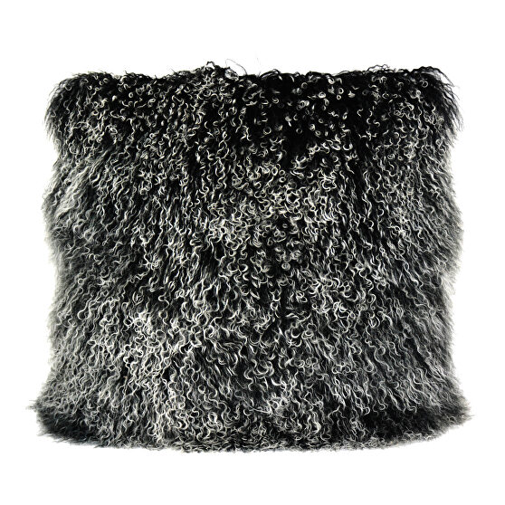 Contemporary fur pillow large black snow