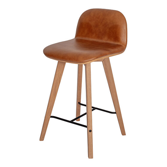 Scandinavian leather counter stool tan