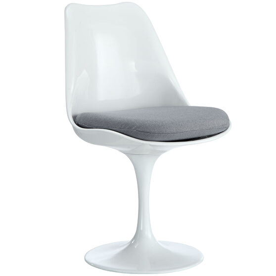 White dining chair w gray seating cushion