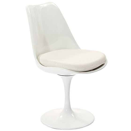 Dining fabric side chair in white/white
