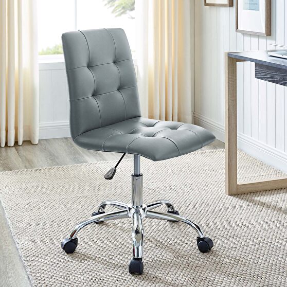 Armless mid back office chair in gray