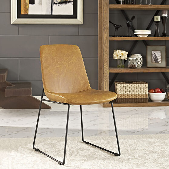 Dining side chair in tan