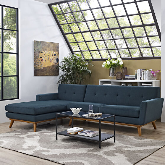 Left-facing sectional sofa in azure