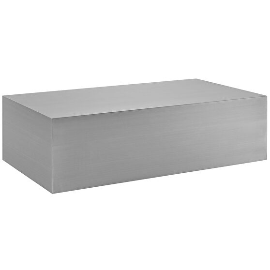 Stainless steel coffee table in silver