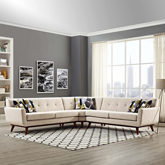 L-shaped sectional sofa in beige