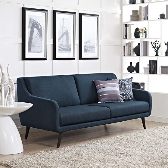 Upholstered fabric sofa in azure