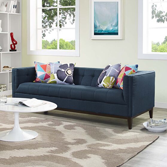 Upholstered fabric sofa in azure