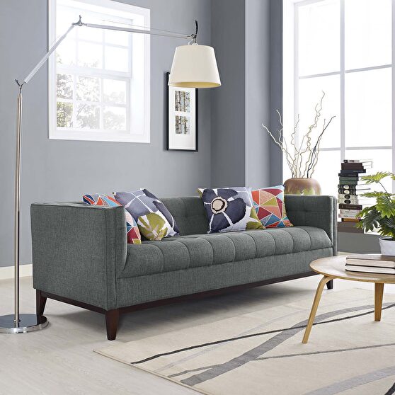 Upholstered fabric sofa in gray
