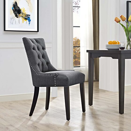Tufted fabric dining side chair in gray