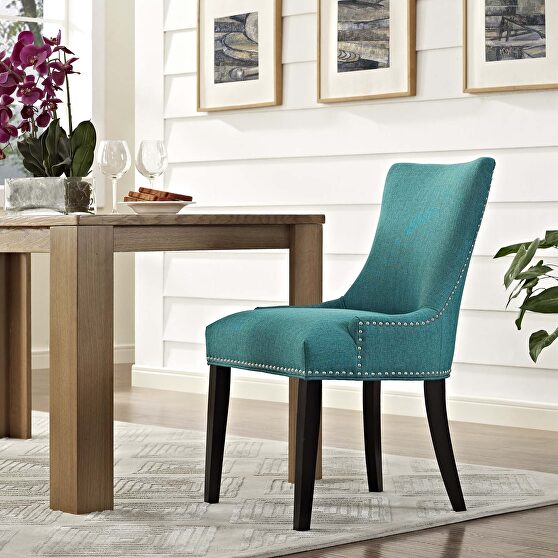 Fabric dining chair in teal