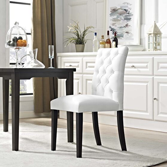 Vinyl dining chair in white