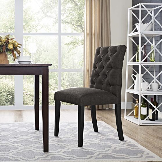 Fabric dining chair in brown