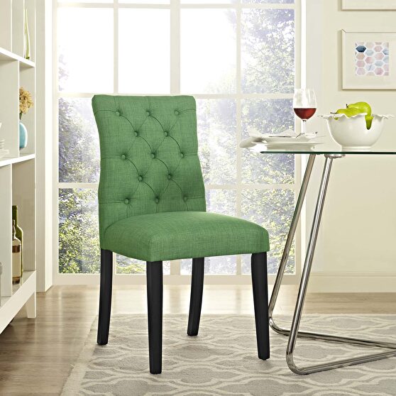 Fabric dining chair in kelly green
