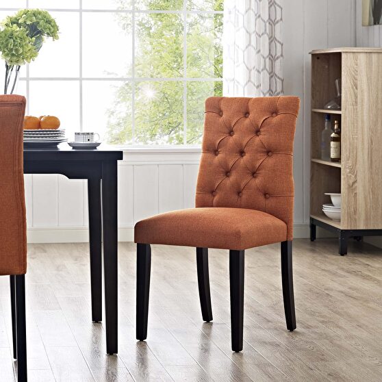 Fabric dining chair in orange