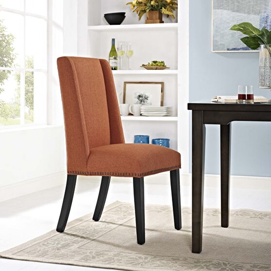 Fabric dining chair in orange