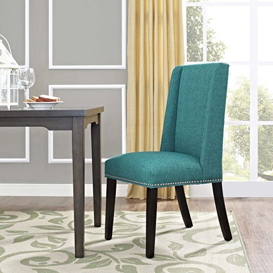 Fabric dining chair in teal