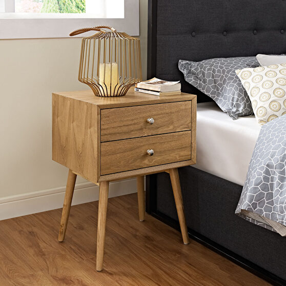 Mid-century modern style nightstand in natural