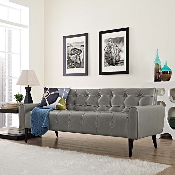Upholstered vinyl sofa in gray