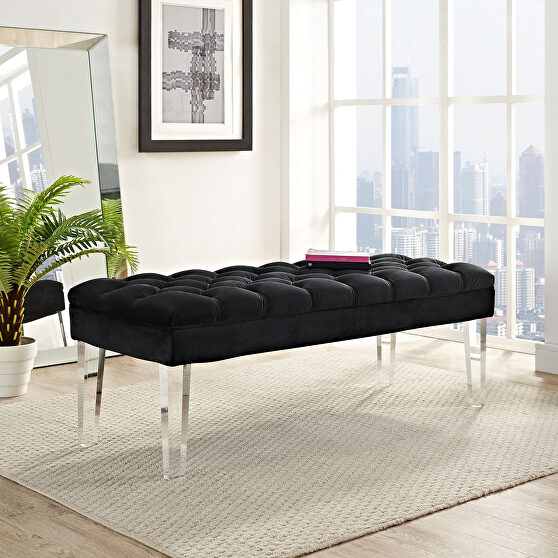 Performance velvet bench in black