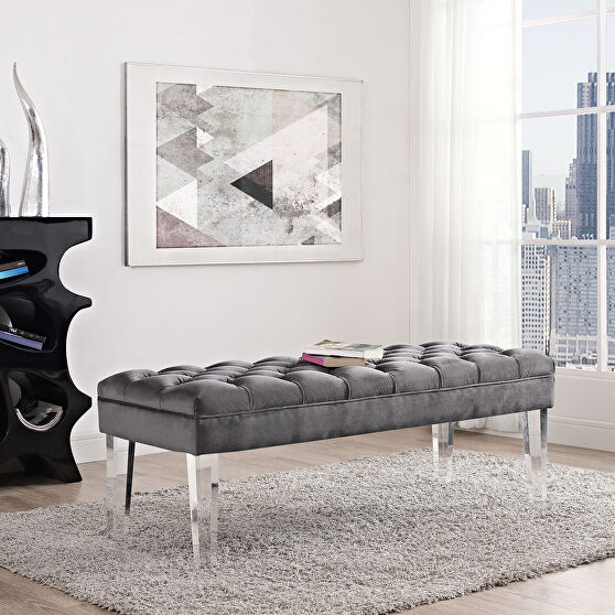 Performance velvet bench in gray