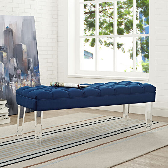Performance velvet bench in navy