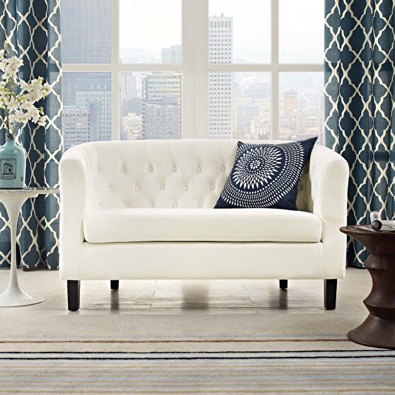 Performance velvet loveseat in ivory