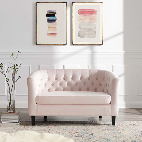 Performance velvet loveseat in pink