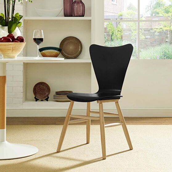 Wood dining chair in black