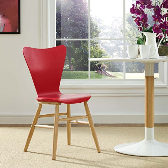 Wood dining chair in red
