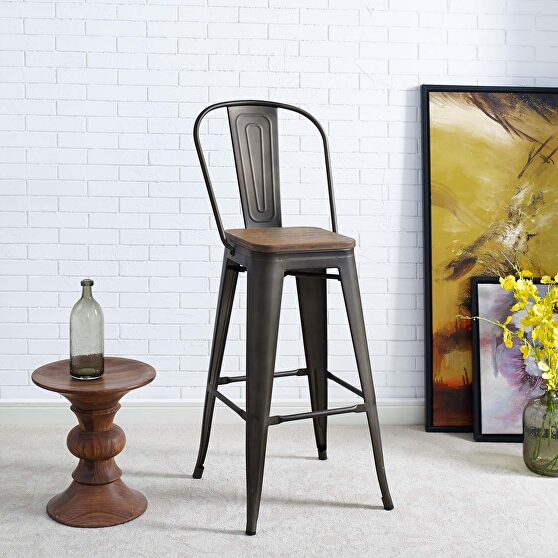 Metal bar stool in brown