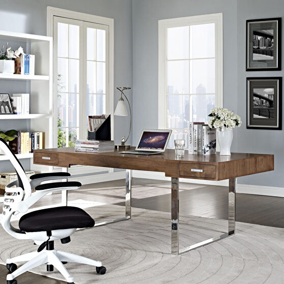 Chrome legs / walnut contemporary office desk