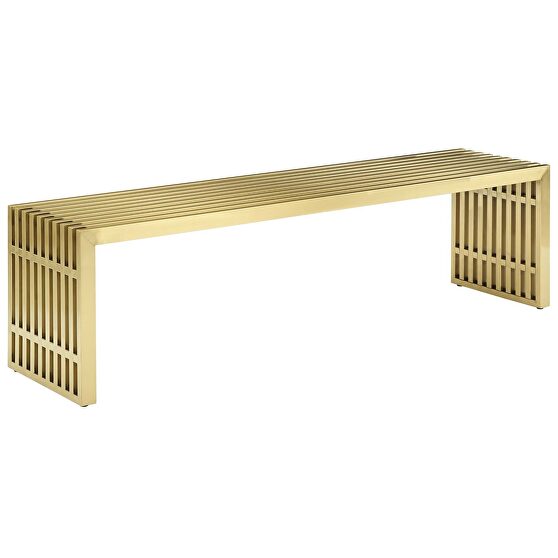 Large stainless steel bench in gold