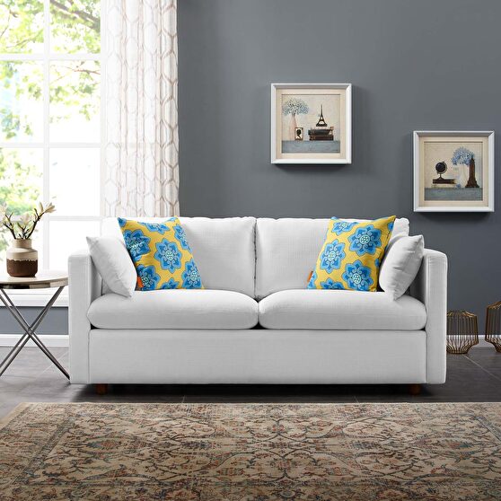 Upholstered fabric sofa in white