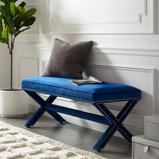 Performance velvet bench in navy