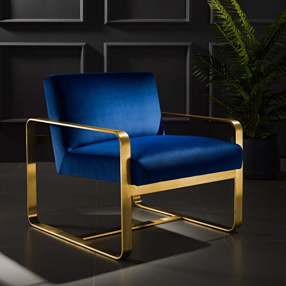 Glam style / golden legs / navy velvet chair