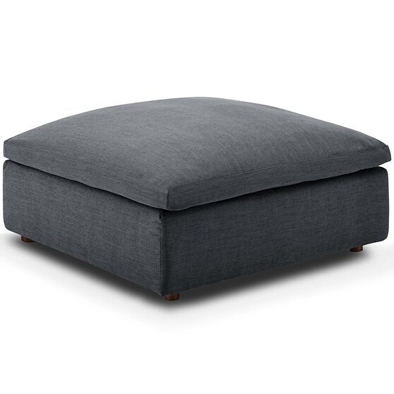 Down filled overstuffed ottoman in gray